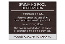 standard pool/spa signs