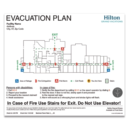 Guest Room Fire Evacuation Plan (HGV Logo)