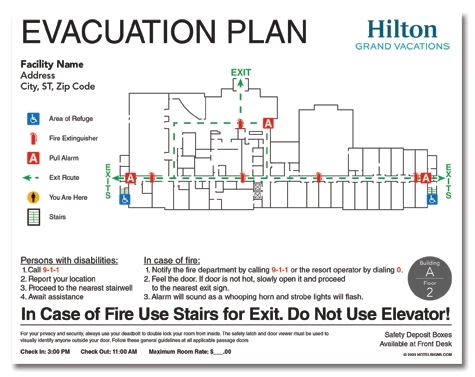 Guest Room Fire Evacuation Plan (HGV Logo)