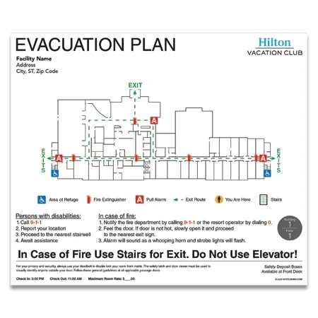 Guest Room Fire Evacuation Plan (HVC Logo)
