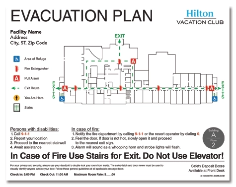 Guest Room Fire Evacuation Plan (HVC Logo)