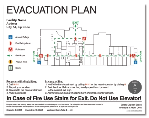 Guest Room Fire Evacuation Plan (No Logo)