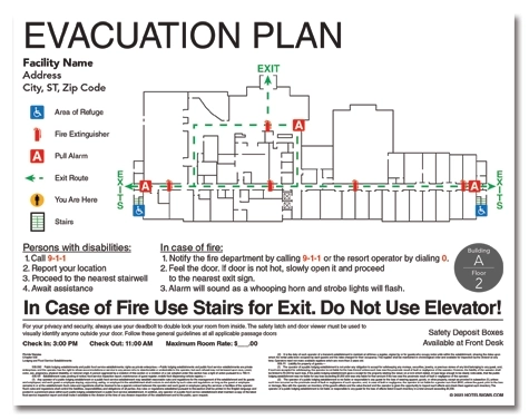 Guest Room Fire Evacuation Plan w/State Laws (No Logo)