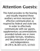 Attention Guests Sign: Hearing & Visually Impaired