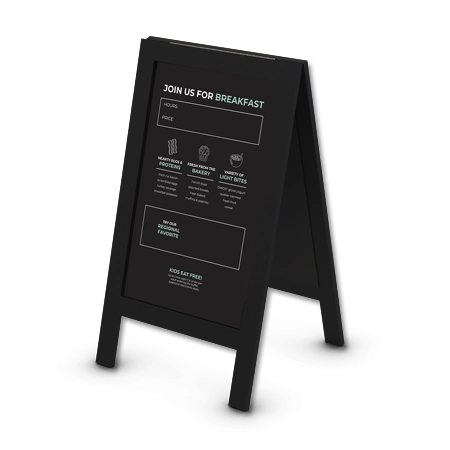 Breakfast Menu A-Frame: Black