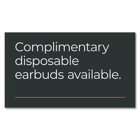 Complimentary Disposable Earbuds Sign