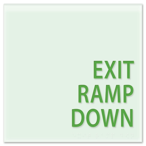 "Exit Ramp Down" Egress Sign - CA Compliant