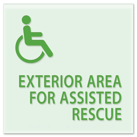 Exterior Area for Assisted Rescue Sign