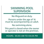 Guest Room Pool Supervision Sign - NJ Compliant