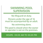 Guest Room Pool Supervision Sign - NJ Compliant