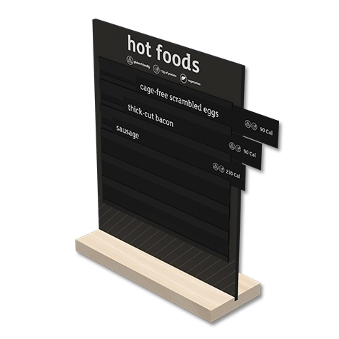 Hot Foods Menu Sign w/Wooden Base