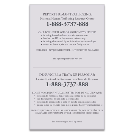 Maryland Large Human Trafficking Notice - Acrylic