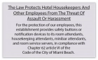 Miami Beach, FL: Housekeeper Protection Notice - Self Adhesive - 8 Pk
