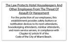 Miami Beach, FL: Housekeeper Protection Notice - Self Adhesive - 8 Pk