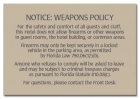 'Notice: Weapons Policy' Sign - FL Compliant - Celtec Version