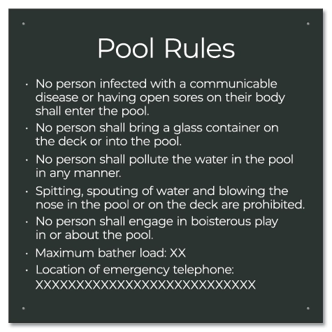 Province Pool Rules Sign - Ontario Compliant: Canada