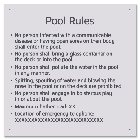 Province Pool Rules Sign - Ontario Compliant: Canada