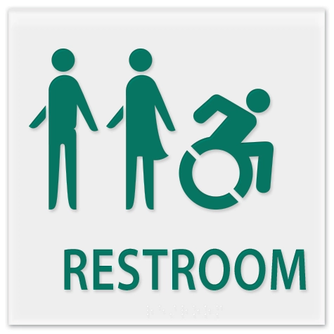 Restroom Sign w/Unisex & Dynamic ISA Symbols