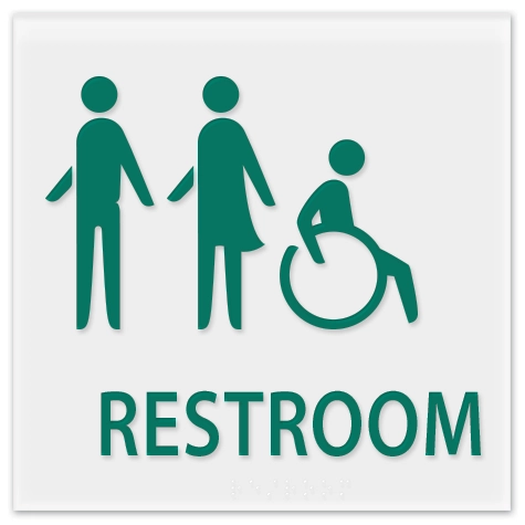 Restroom Sign w/Unisex & ISA Symbols