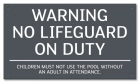 State Pool Sign - No Lifeguard - Minnesota Compliant