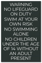 State Pool Sign - No Lifeguard - Virginia Compliant