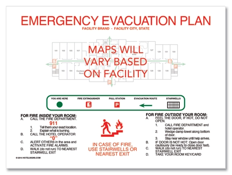 3-Color Guest Room Evacuation Plan - Acrylic