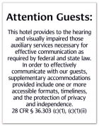 Attention Guests Sign: Hearing & Visually Impaired