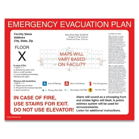 CA Guest Room Evac Map w/Border - Small Landscape
