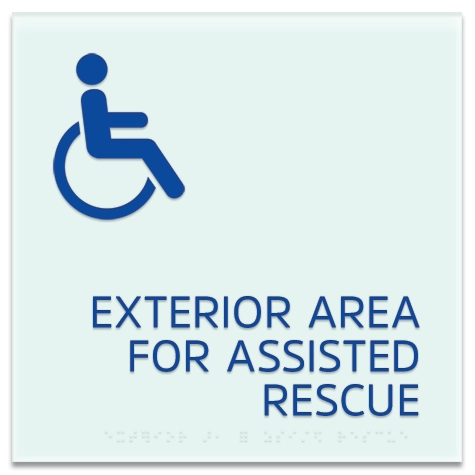 Exterior Area for Assisted Rescue Sign w/ISA Symbol