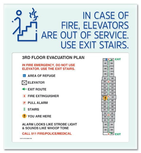 Standard Elevator Evacuation Plans - CA Compliant