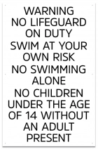 State Pool Sign - No Lifeguard - Virginia Compliant
