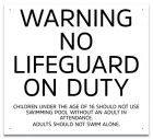 State Pool Sign - Warning No Lifeguard on Duty Sign - Maine Compliant