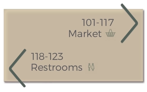 4-Line Directional Signw/Symbols & Guest Room Numbers