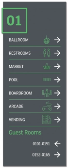 7-Line Floor ID Directional w/Guest Rooms