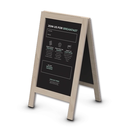 Breakfast Menu A-Frame: Natural Wood