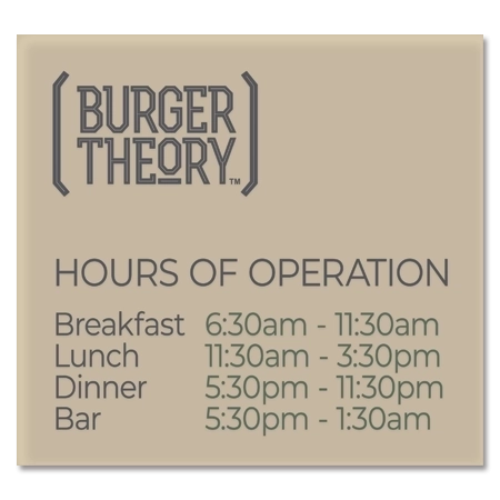 Burger Theory Sign w/Hours
