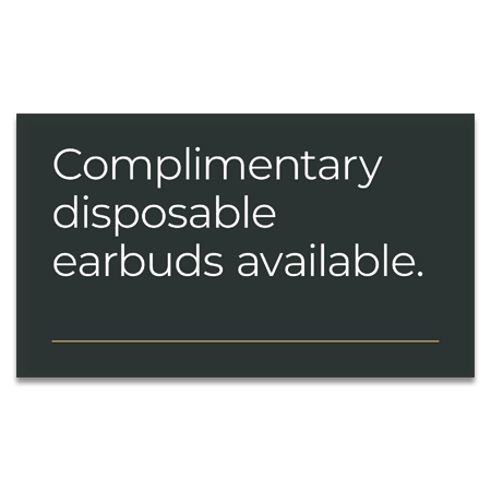 Complimentary Disposable Earbuds Sign