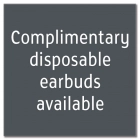 Complimentary Earbuds Sign