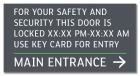 Door is Locked w/Hours Sign