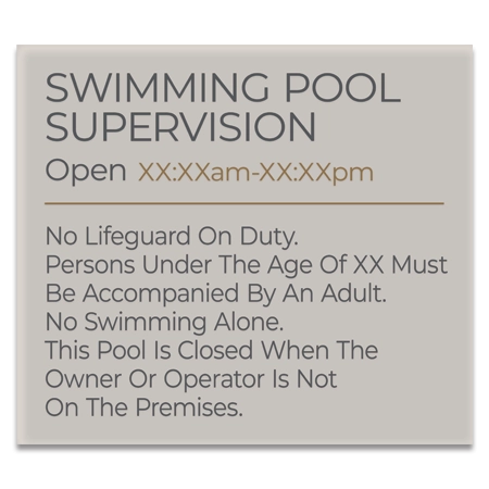 Front Desk Pool Supervision Sign - NJ Compliant