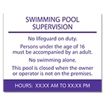 Guest Room Pool Supervision Sign - NJ Compliant