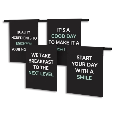 Hanging Brand PersonalityRail-Mounted Breakfast Signs