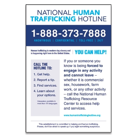 National Human Trafficking Hotline Poster - Self-Adhesive