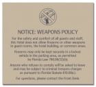 'Notice: Weapons Policy' Sign w/Symbol - FL Compliant - Acrylic Version