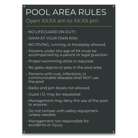 Pool Rules Sign