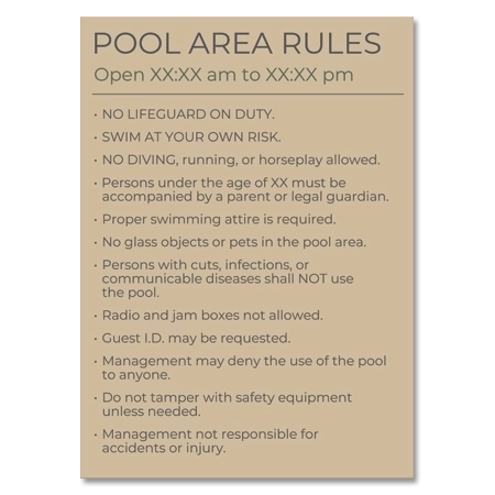 Pool Rules Sign