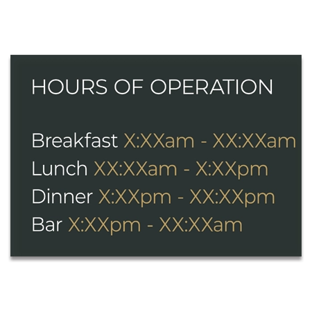 Restaurant Hours Sign