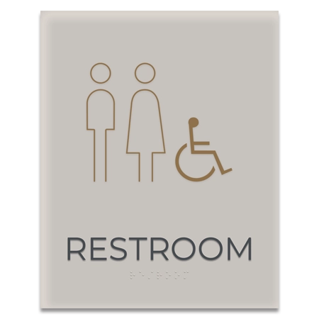 Restroom Sign w/Unisex & ISA Symbols