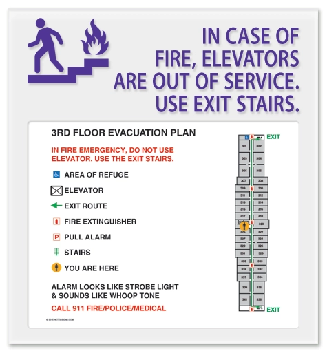Standard Elevator Evacuation Plans - CA Compliant