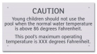 State Pool Sign - Caution Pool Temperature - Michigan Compliant